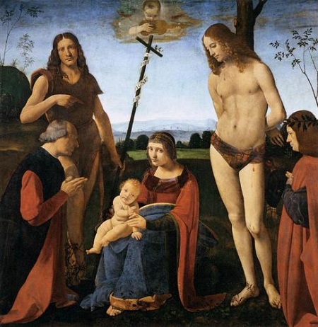 Antonio_Giovanni_Boltraffio_-_Madonna_and_child_with_St_Giovanni_Battista,_St_Sebastian_and_two_donors_（1500）