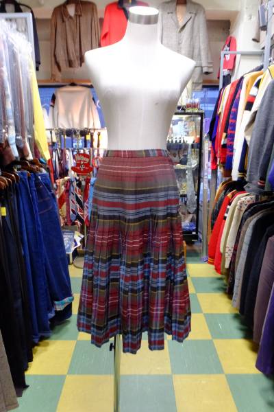 SAMANTHA’S VINTAGE 1930's ～ 1950's 色が美しい 40’S 50’S チェックプリーツスカート キルトスカート