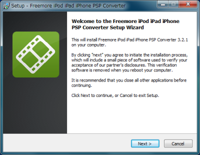 Freemore iPod iPad iPhone PSP Converter インストール