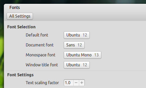 Ubuntu 14.10 Cinnamon システム設定 フォント